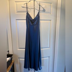 Satin blue midi dress